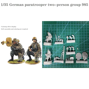 1/35 Група от германски парашутисти на двама 985 Неокрашенная модел войник от смола, аксесоари за пясък, на масата в стил милитари