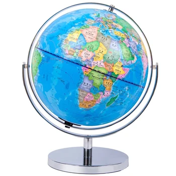 13-Инчов глобус на света със стойка, се 720 ° във всички посоки, за украса на работния плот, карта на света, за училище, офис