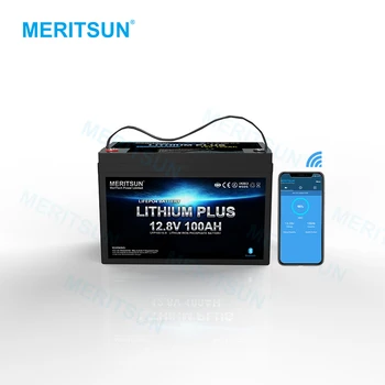 2022 MeritSun Литиева Батерия 12V 100ah Система за Слънчева Енергия Батерията
