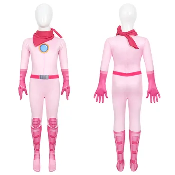 2023 Бебешки комплекти дрехи принцеса Peachtree за cosplay на Хелоуин за момичета Розови супер маскарадните тела Коледен костюм игри за ролеви игри