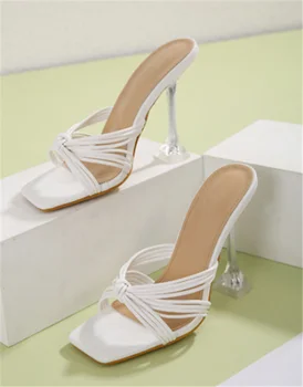 2023 Нов стил, летни дамски сандали, дамски прозрачна удобни обувки на висок ток