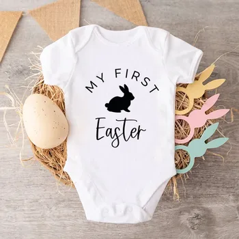 2023 нови дрехи My 1st Easter за момчета и момичета, боди за новородено, памук детски гащеризон с къс ръкав