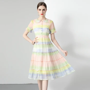 2023 Ново Модно шифоновое рокля в етнически стил, Секси лятна рокля универсален Свободно намаляване с кукла деколте, ежедневното премяна Vestidos