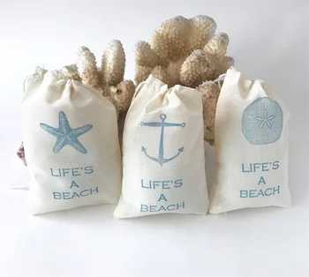 20PCS Морски Торбички за Подаръци, Чанти за Плаж партита, Сватбени добре дошли Торбички за Подаръци, муслиновые хавайски Морски звезди Алоха, Животът на плажа дете
