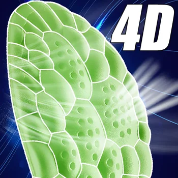 4D Латекс стелки с памет ефект от пяна с памет ефект за жени и мъже, поддържащите подложки за обувки, дишаща ортопедични спортни стелки, възглавница за грижа за краката