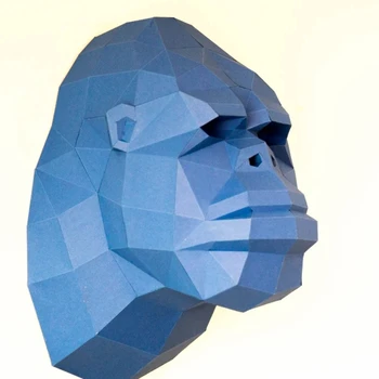 50 см Главата Горила Хартиена Занаят, Оригами, направи си САМ Низкополигональная Трофейная Скулптура 3D Модел стенен Декор Главата на Орангутан Книжен Модел Етап Инструменти