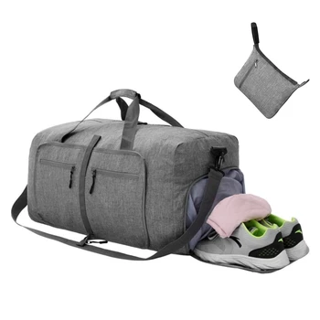 57EB Сгъваема чанта с цип, с много джобове, Водоустойчиви спортни чанти 65Л