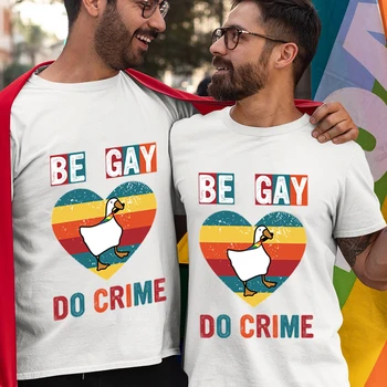 Be Gay Do Crime Тениска Унисекс Pride Month Тениска Оверсайз За Любителите на Лесбийките И Гейовете, Забавни Тениски Pride Parade За Двойки, ЛГБТК
