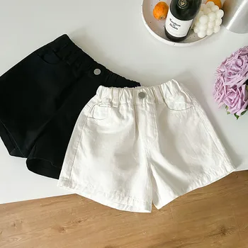deer jonmi/2023, летни обикновена шорти в корейски стил за малки момичета, ежедневни универсални къси панталони с джобове за деца, детски къси панталони