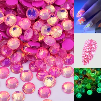 Dk. Розово светлия сребрист цвят опал кристали SS6-SS30 crystal без поправки, планински кристал, стъклени кристали с равна обратна страна, декорации за нокти Y0122