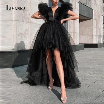 LIVANKA Модерните официални рокли за бала с пищни ръкави и дълбоки гънки за момичета, меню с коктейли на парти, индивидуален хавлия, за да си официална pm