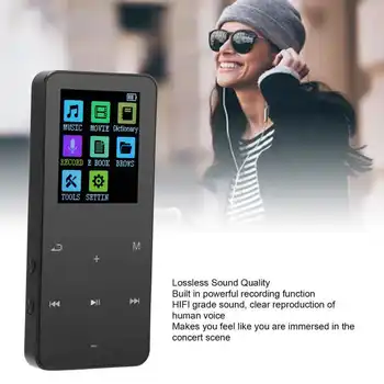 MP3 плейър Bluetooth 5.0 HiFi Без Загуба, Вграден HD-Микрофон, Преносим Музикален Плеър с FM Радио, Ebook, Аларма