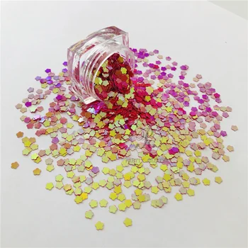 PrettyG 10 г Опаковка, форма на цвете, 3 мм, устойчиви на растворителям Перла переливающийся гел с пайети, декорация за нокти, ръчно изработени Аксесоари 