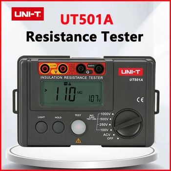 UNIT UT501A измерване на съпротивлението на изолацията на мегаомметр на съпротивлението на заземяване Тестер за напрежение Мегомметр Волтметър Амперметър