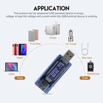 USB-дисплей Напрежение и амперметър 3-9 В Напрежение 0-3 ток на Мобилния тестер мощност Тестер от капацитета на батерията V20