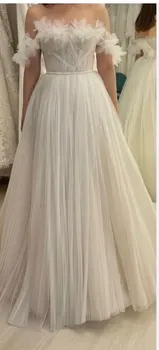Verngo/ Булчински рокли от Тюл Трапецовидна форма с открити Рамене и 3D Цветя в стил Кънтри, Сватбени Рокли Големи Размери, Vestido de noiva