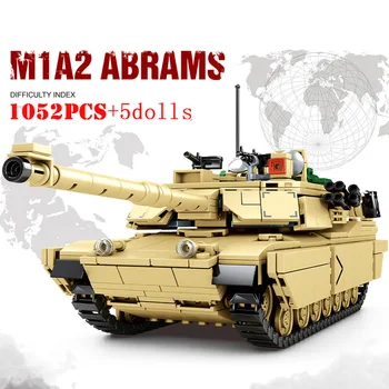 WW2 Военен M1A2 Abrams Challenger 2 Основни Бойни Танка Строителни Блокове Армейски Войници Градски Технически Тухли, Детски Играчки, Подаръци