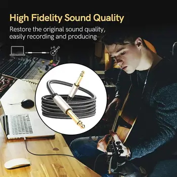 Аудио кабел Професионален High Fidelity 100/180 см от 6,35 мм до 6,35 мм, кабел-адаптер Aux за смесител