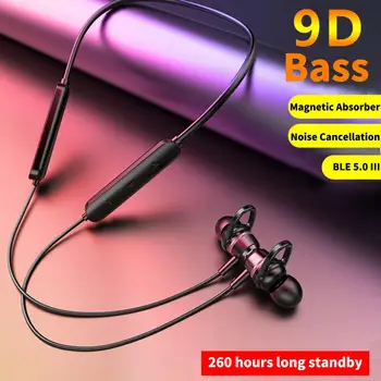 Безжични слушалки в ушите Интелигентно намаляване на шума, Mega Bass Магнитно устройство за съхранение на Bluetooth-совместимость5.0 Спортни Динамични слушалки с шейным ръб