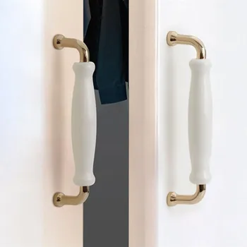 Бели Керамични дръжки на вратите Модерни мебелни дръжки от с алуминиеви, керамични дръжки за кухненските шкафове, дръжка за чекмедже вратите на гардероба