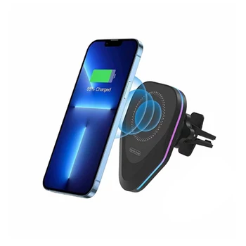 Бързо безжично зарядно устройство за мобилен телефон с Мощност 15 W за iPhone 12 13 14 Pro Max Samsung, Магнитна вилица, Индукционная Поставка За бързо зареждане, Елегантна закопчалка