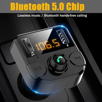 Вграден в колата mp3 плейър Bluetooth 5.0 FM трансмитер с U-диск TF за възпроизвеждане на музика в колата, бързо зарядно устройство Dual USB 3.4 A