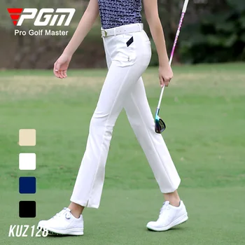 Дамски панталони за голф PGM, пролет-лято дебнещ непромокаеми панталони, чанта с цип, еластични панталони с девет точки, разкроена панталони