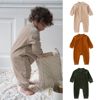Детски Гащеризон, Нова есенна дрехи за малките момчета, обикновена вельветовые тела с дълги ръкави за момичета, свободни памучни ежедневни тела за новородени