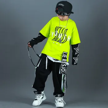 Детски комплекти костюми, градинска дрехи за момчета, мода в стил хип-хоп, свободна ежедневни тениска на големия размер, с дълги ръкави, панталони, спортни дрехи, детски спортни дрехи