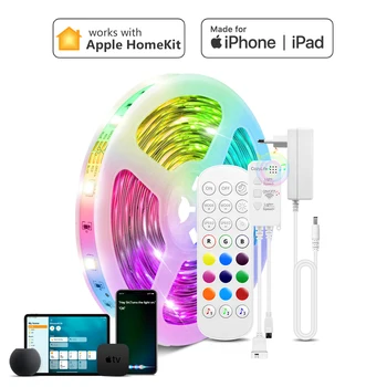 За Apple Алекса Google Home Homekit Smart Life led лента с дистанционно гласов контрол Siri, с регулируема яркост WiFi RGB Smartlife умна лампа