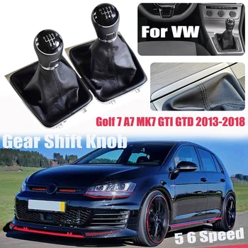 За VW Golf 7 A7 MK7 GTI GTD 2013 2014 2015 2016 2017 2018 Автомобили 5/6-Степенна Дръжка за Превключване на Предавките С Кожена Багажником
