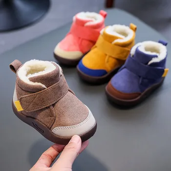 Зимни Зимни обувки за деца от 0 до 6 години, обувки Martin за момчета и момичета, корейската стилна дебела топла ежедневни обувки, ергономична обувки с мека подметка за деца