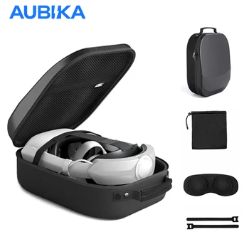 Калъф AUBIKA за носене контролери, слушалки виртуална реалност Oculus Quest 2/ Pico 4, батерия и елитен каишка, твърд защитен калъф за пътуване
