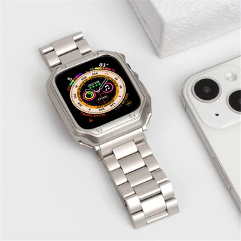 Калъф + Каишка за Apple Watch Ultra Bands 49 мм 45 мм 44 мм 41 мм 40 мм Защитна Броня за каишка от неръждаема Стомана iWatch 8 7 SE 6 5 4