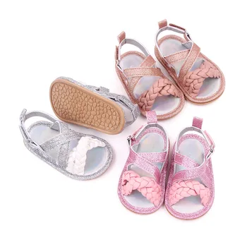 Колекция от 2023 година, пролетно-лятна нова детски обувки, обувки на принцеси за момичета, блестящи детски сандали, ежедневни сандали за малки момичета