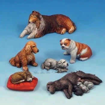Колекция от Модели на животни от катран в мащаб 1/35, Група домашни кучета, Оформление на Микро Сцена, Диорама в Разглобено формата, небоядисана играчки 