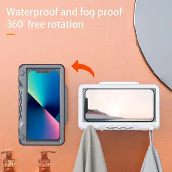 Креативен лесен за инсталиране кутия за съхранение телефон със сензорен екран, ароматерапия, монтиран на стената калъф за телефон в банята, тоалетна, поставка