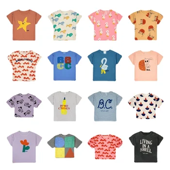 Летни детски тениски 2023 г. пр. хр, детски тениски с шарките на Бобо, Комплект връхни дрехи за момчета и момичета, Дрехи за малките момчета, Тениски за момичета