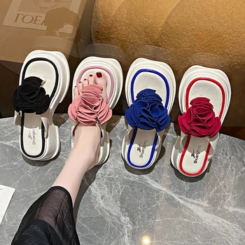 Летни нови дамски сандали на платформа и среден ток, удобна нескользящая дамски обувки 2023 г., дамски градинска ежедневни обувки