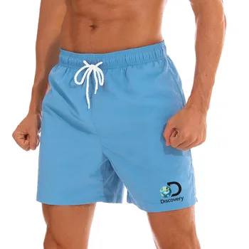 Летни нови мъжки панталони с пет точки, свободни цветни плажни, спортни къси панталони, мъжки ежедневни бързо съхнещи шорти голям размер
