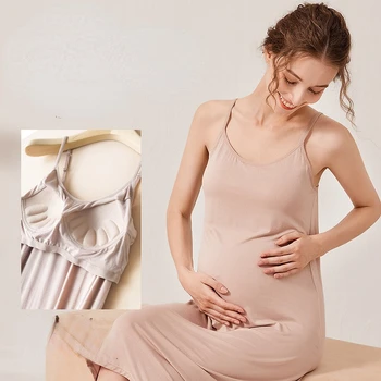 Лятна Нова свободна пола за бременни с подплата за гърдите, модни дрехи за кърмене на бременни жени, свободна ежедневни домашно облекло
