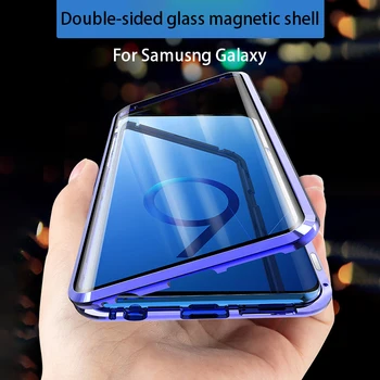 Магнитен Калъф с пълна Защита на 360 За Samsung S20 S21 S9 S10 S8 Plus A71 A70 A51 A50 Note 10 20 9 8 Plus Uitra Lite С Двойно Стъкло