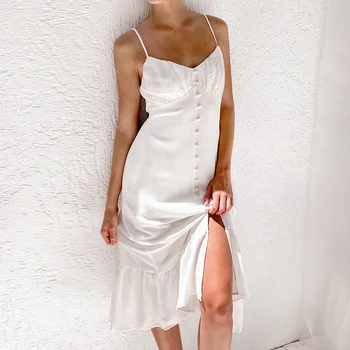 Много секси бели дълги рокли и вечерни рокли, Елегантни рокли с V-образно деколте и с отворен гръб, ефирни рокли с цепка в стил мозайка