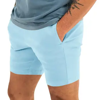 Мъжки спортни шорти, обикновена летни Шорти с завязками, директни ежедневни панталони с еластичен ластик на кръста, джобовете дължина над коляното, плажни шорти