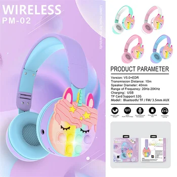 Нов продукт PM-02 Безжични Bluetooth Модни Мультяшные Слушалки с Микрофон RGB Осветление Music Детски Слушалки