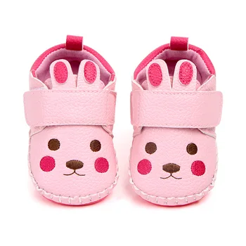 Нова зимно-есенна обувки за малки момичета с хубави зайче от мека изкуствена кожа в занасяне гумена подметка, детски обувки за момиченца