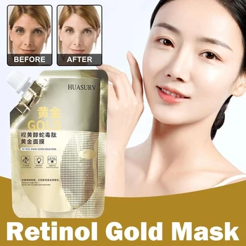 Нова Златна маска с пептидом Змийска отрова с ретинол 100 мл, Хидратиращ грижа за кожата, Прозрачна Хидратиращ стареене маска за контрол на маслото, Грижа за кожата