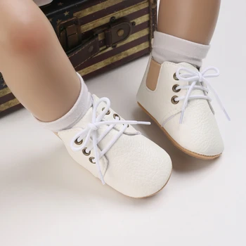 Нова однотонная детски обувки за кръстител, модерен модел обувки за новородено, ежедневни обувки гумени подметки за момчета и момичета