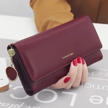 Нови Модни дамски портфейли, брендовый дълъг трикуспидалната чантата с надпис на женския клатч от свежа кожа, държач за карти Cartera Mujer