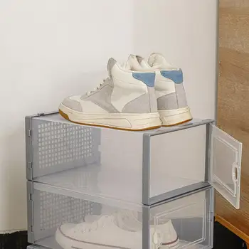 Пластмасов полезна видима кутия-органайзер за обувки, за многократна употреба калъф за обувки, штабелируемый за ежедневна употреба
